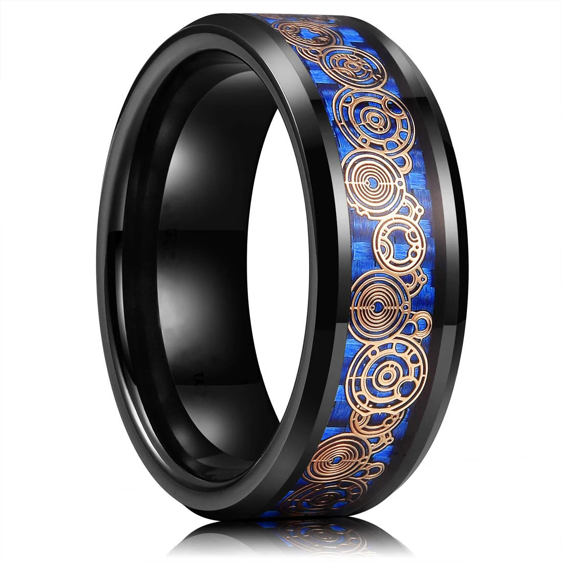 Fashion Men’s Silver Color Black Stainless Steel Ring Groove Multi-Faceted Ring For Men Women Engagement Ring Anniversary Gifts