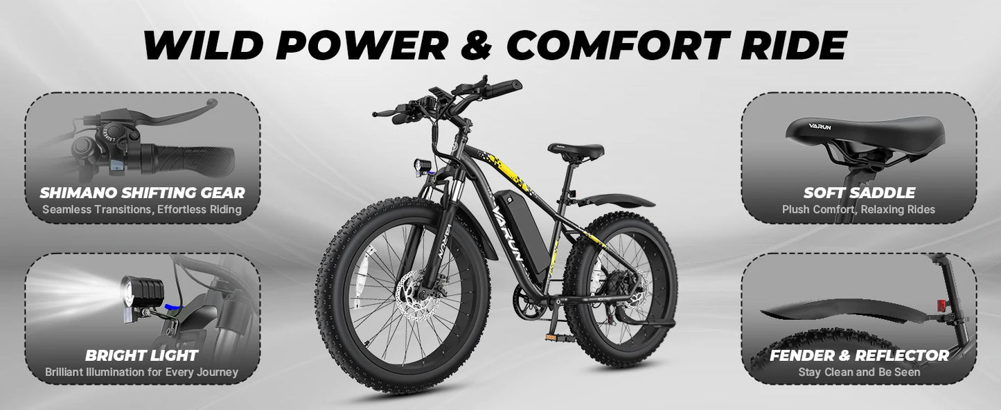 26inch E-Bike for Adults 500W Motor 7-Speed Mountain Electric Bicycle Off-road E-BIKE Urban/Cruise Riding