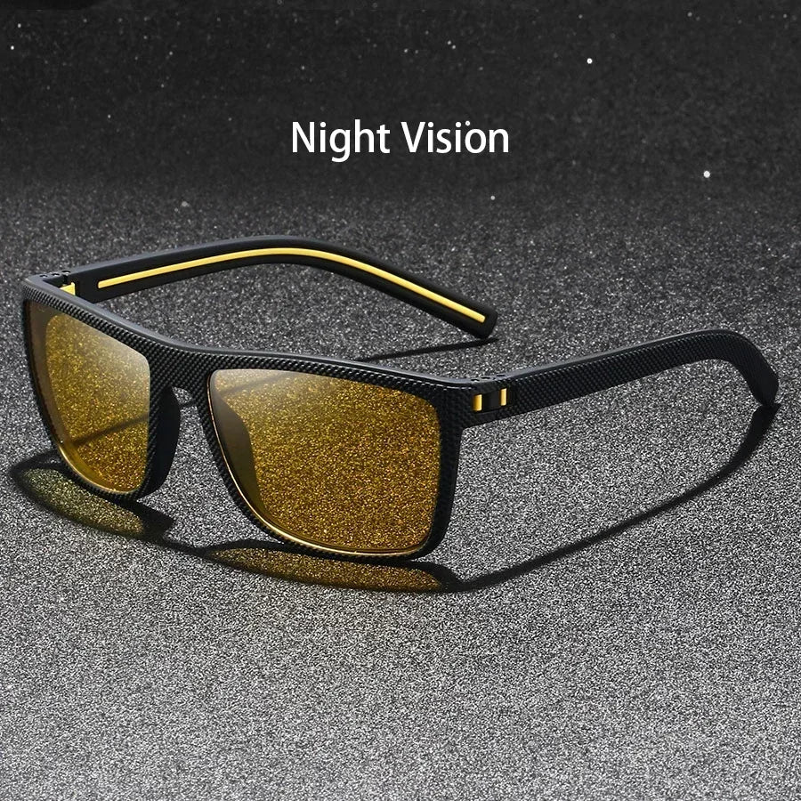 Retro Polarized Sunglasses for Men Lightweight TR90 Frame UV400 Protection Square Sun Glasses Night Vision Goggles Amagi