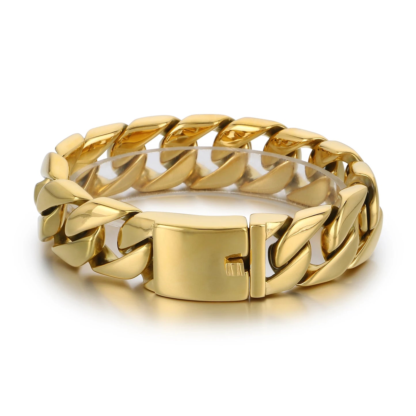 HAOYI Dropshipping 20mm Gold Color Bracelet Bangle Men's Heavy Chunky Link Chain Bracelet Fashion Jewelry Gifts