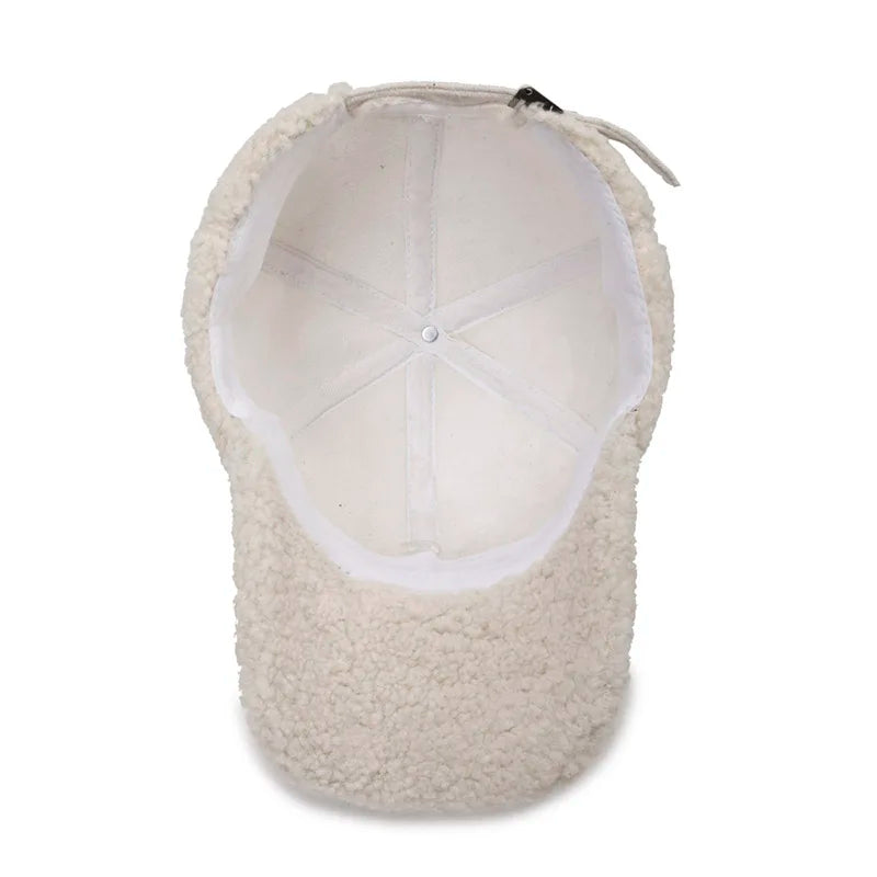 Baseball caps, outdoor warm caps, teddy velvet embroidered cold caps, stylish with warm hats