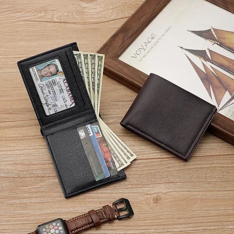 New Men's Wallet PU Leather Men Wallets Business Wallets for Man Short Black Walet Portefeuille Homme