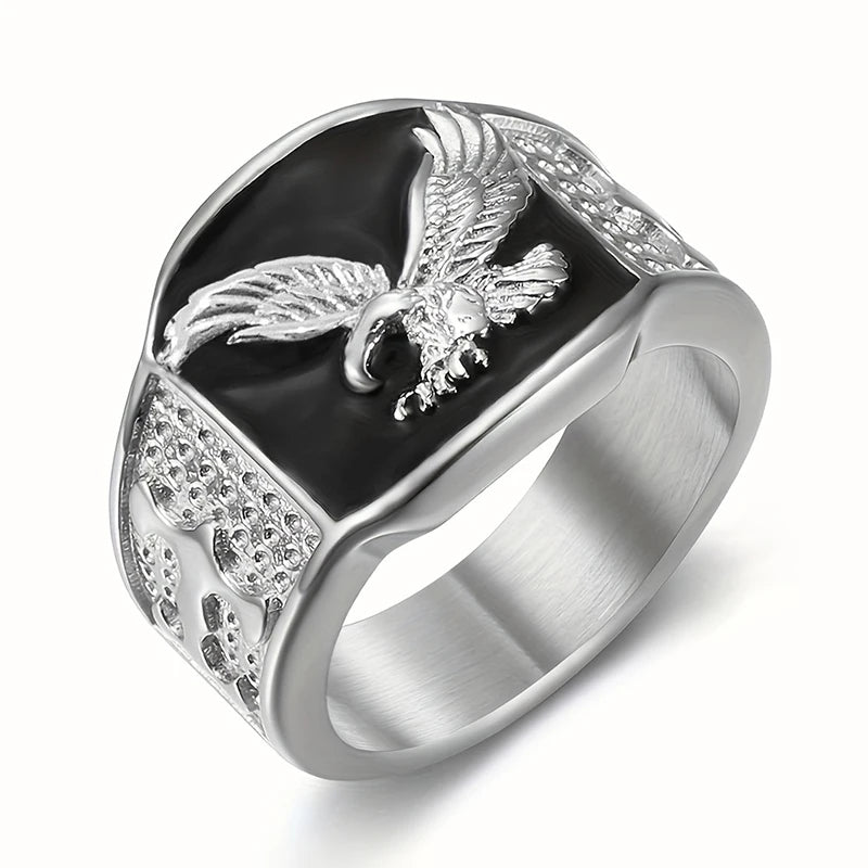 Huitan Unique Bright Eagle Unisex Rings Gorgeous Hip Hop Party Jewelry for Men/Women Chic Fashion Punk Stylish Finger Accessory