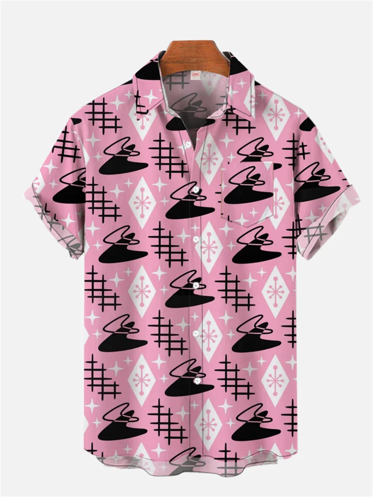 Men's shirt handsome mecha man print Hawaiian lapel top large size loose short-sleeved summer new style