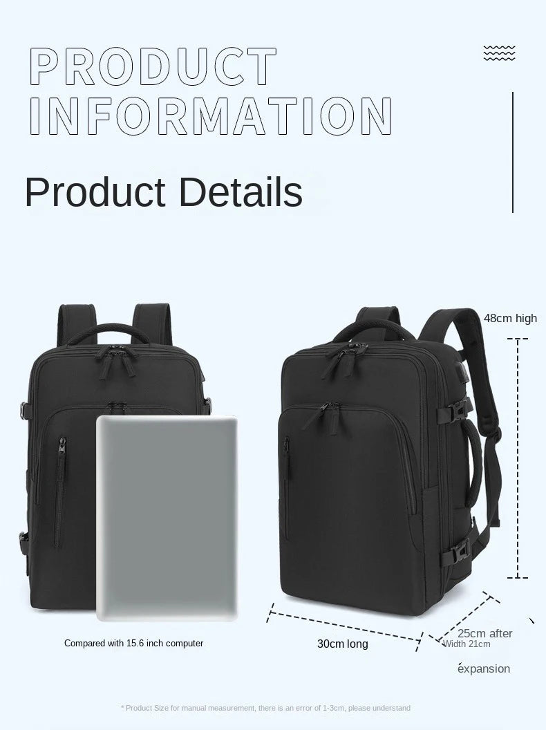 Men's Travel Backpack, Outdoor Luggage Backpack, Business Weekend Bag, Expandable, Large Capacity Travel Backpack, Commuting, Short-Distance Business Trip Luggage Bag, Perfectly Matches Backpack Accessories, Luggage Strap Des
