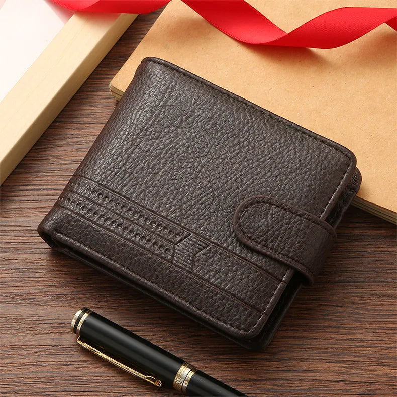 Men's wallet PU leather short zipper buckle wallet new wallet change bag