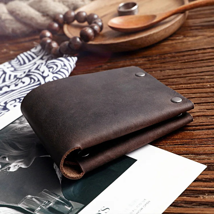 Vintage Genuine Leather Wallet for Men Handmade Card Holder Coin Pocket Purse Money Clip