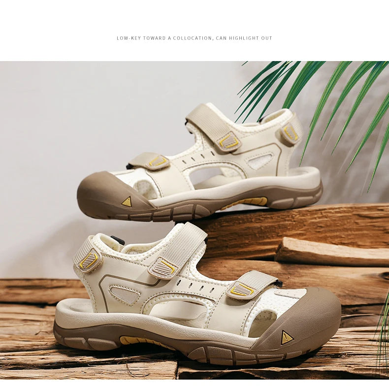 New Fashion Summer Casual Men's Shoes Beach Sandals Quality Closed Toe Sandals Soft Breathable Large Size Men Sandals Size 38-46