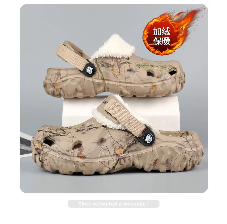 Waterproof cotton slippers for men winter 2024 new cashmere thickened warm waterproof non-slip indoor shoes