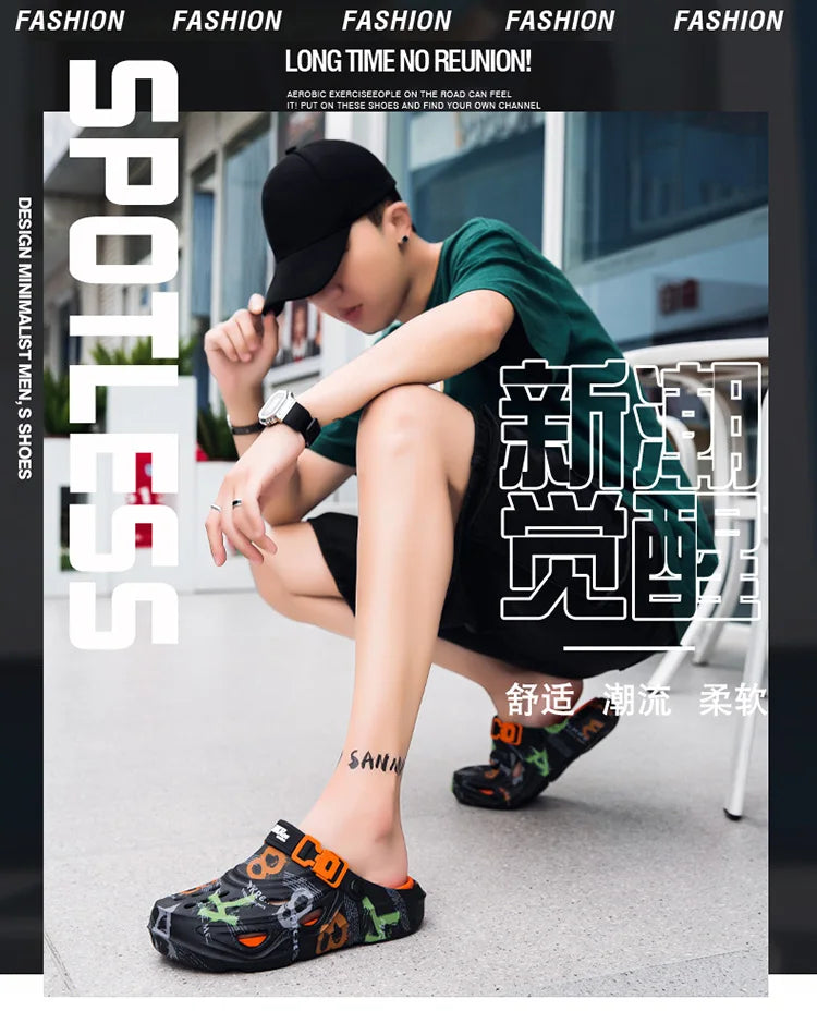 2025 New Men's Clogs Slippers Home Platform Sandals Summer Outdoor Beach Water Shoes Non-slip Male Sneakers Lightweight Sandals