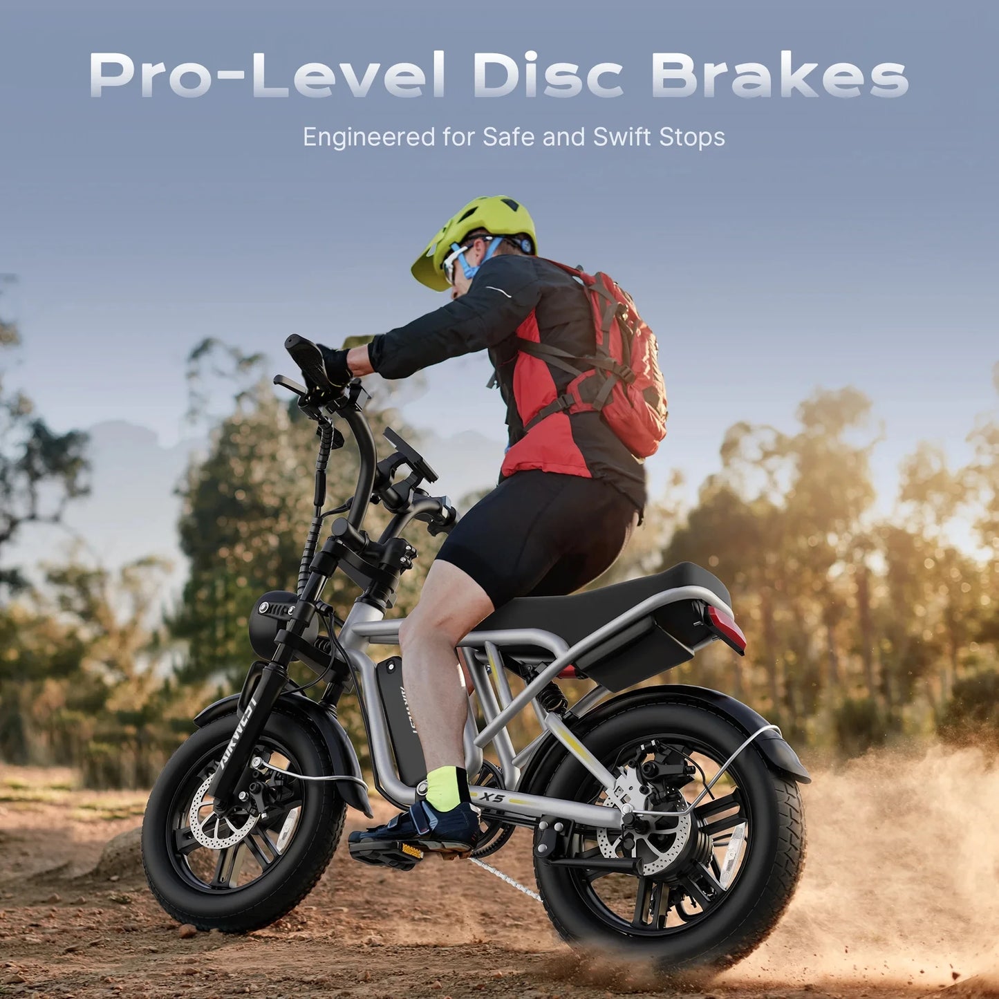 Airwest X5 Adult Electric Bike, 750W Peak Power, 48V 13Ah Battery, 20“*4 Fat Tire Ebike, 28MPH, UL 2849, 1 Year Warranty