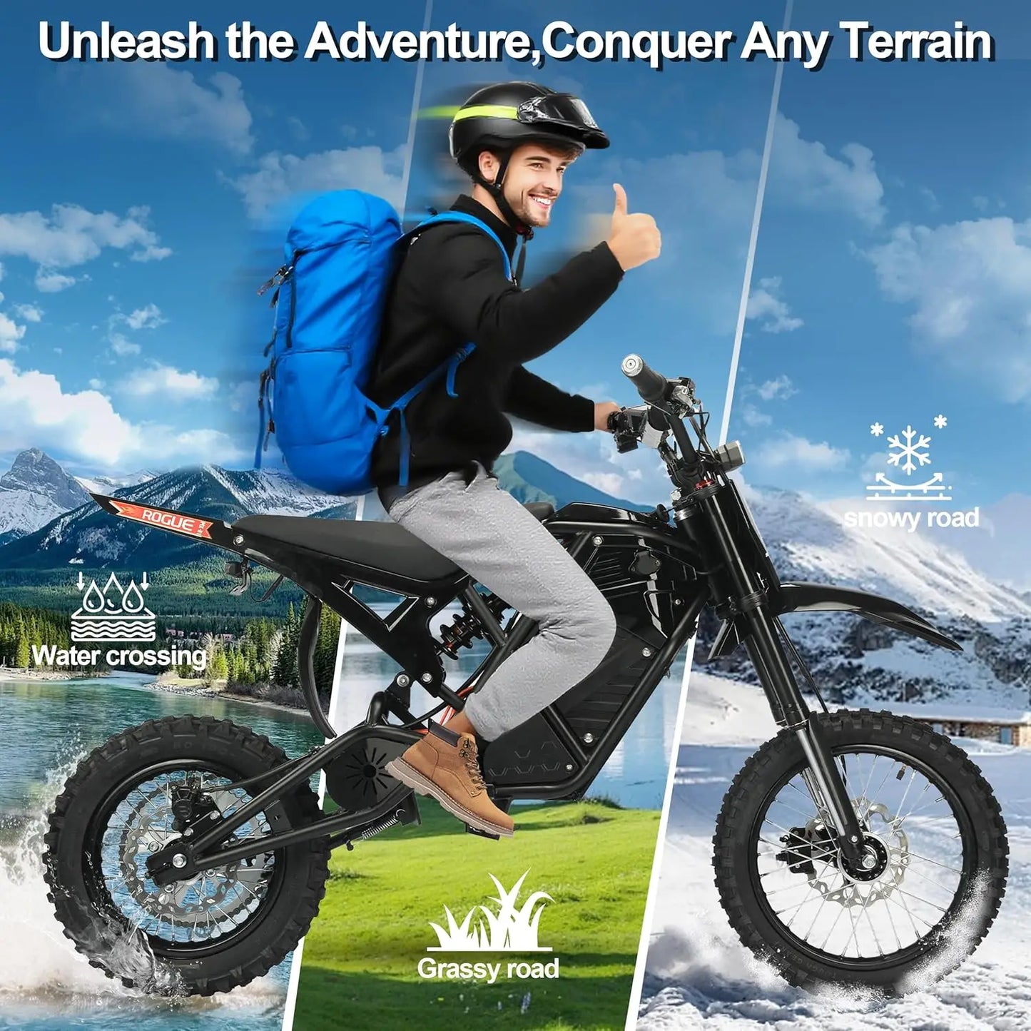 Electric Dirt Bike for Teens & Adults, 3500W 3 Speed Modes (Max 37.5MPH) 48V 23AH, 14"/12" Tire Off-Road EBike,, Customized