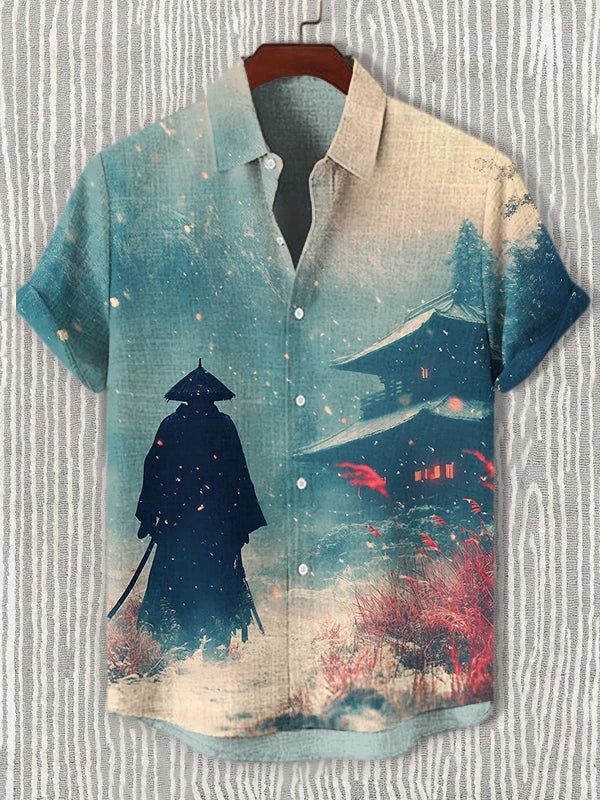 Japanese Style Samurai Cat 3d Print Hawaiian Shirt Men Women Fashion Short Sleeve single-breasted Casual Beach Shirts Men blouse