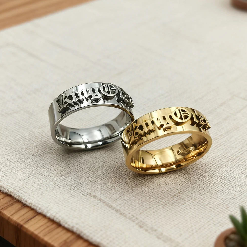 Custom Silver Men's Ring Chunky Gothic Rings Old English Personalized Luxury Name Ring Stainless Steel Jewelry Boyfriend Gift