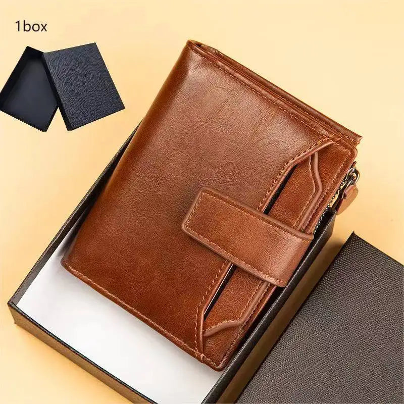 Men's Wallet New Leather Short Vintage Multi-card PU Leather Pop Gift Box Gift