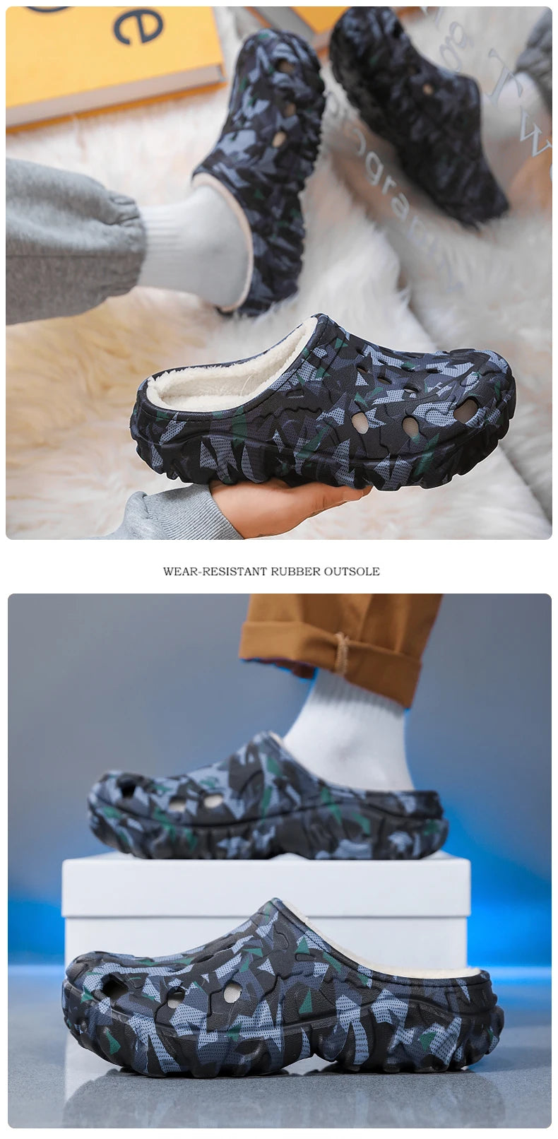 New Men Winter Slippers Indoor Comfortable Warm Slippers Summer Removable Sandals Men Casual Non Slip Plush Fur Slippers for Men