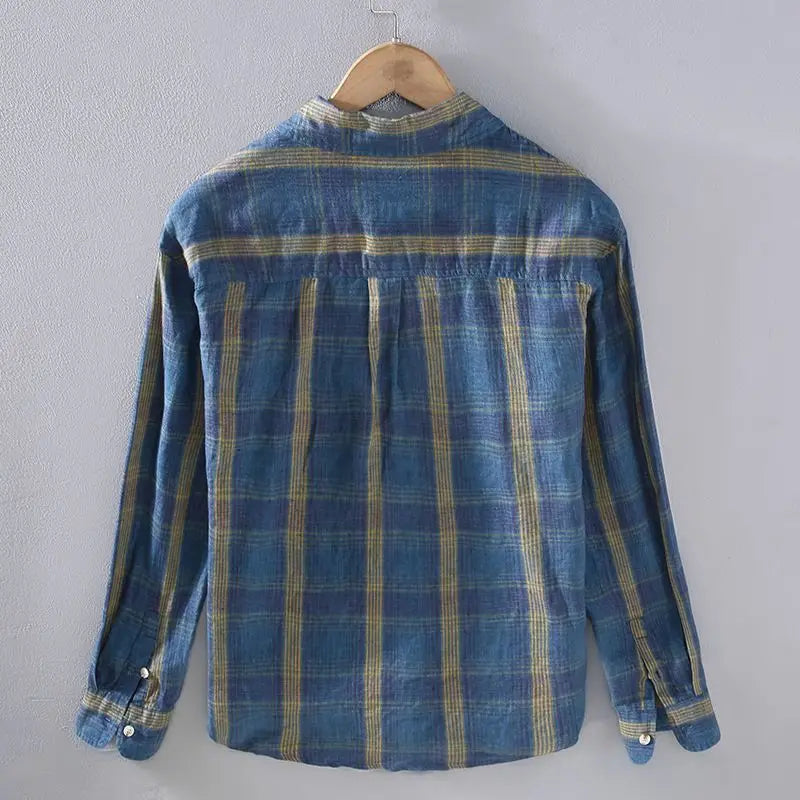 2025 Shirts for Men Long-sleeved Spring and Autumn Thin Fashion Plaid Top Casual Loose Cardigan Versatile Jacket