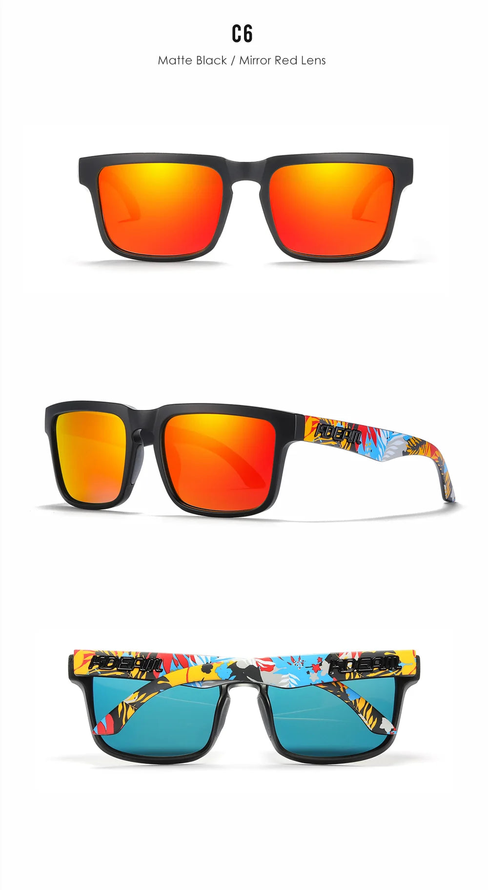 KDEAM Fishing Men's Sunglasses Polarized Classic Square Shades Unisex Size With Packaging