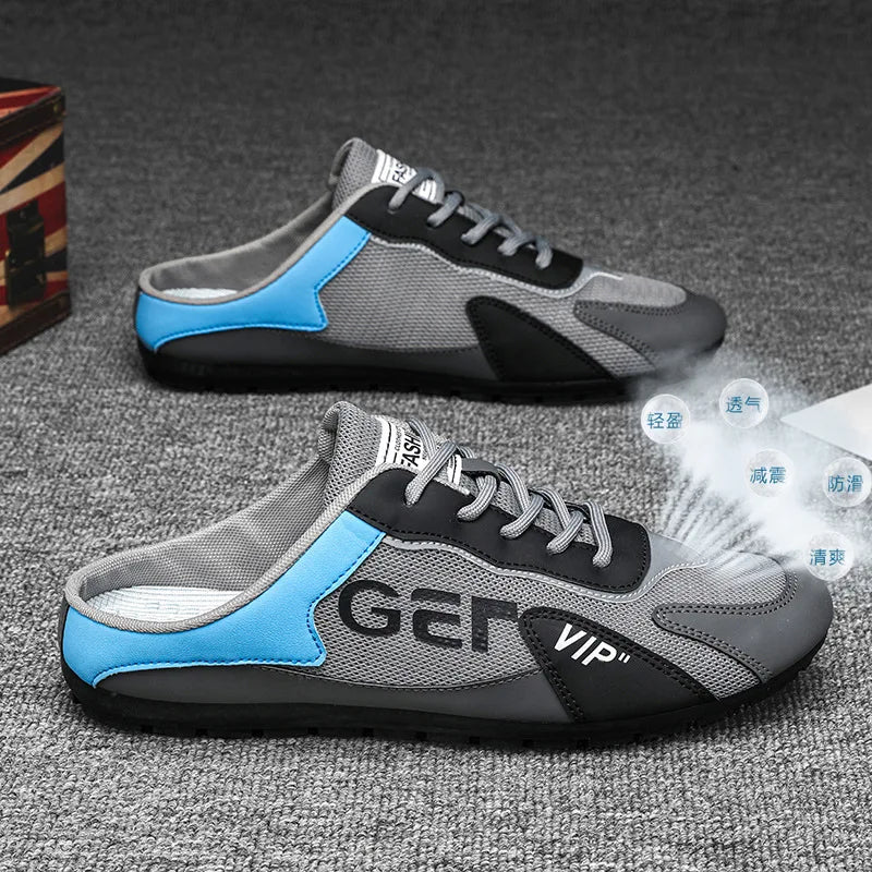 Men Slippers Trend Baotou Shoes for Men Summer Breathable Casual Shoe Vulcanized Flats Male Sneakers Half Slip-on Shoes 2026