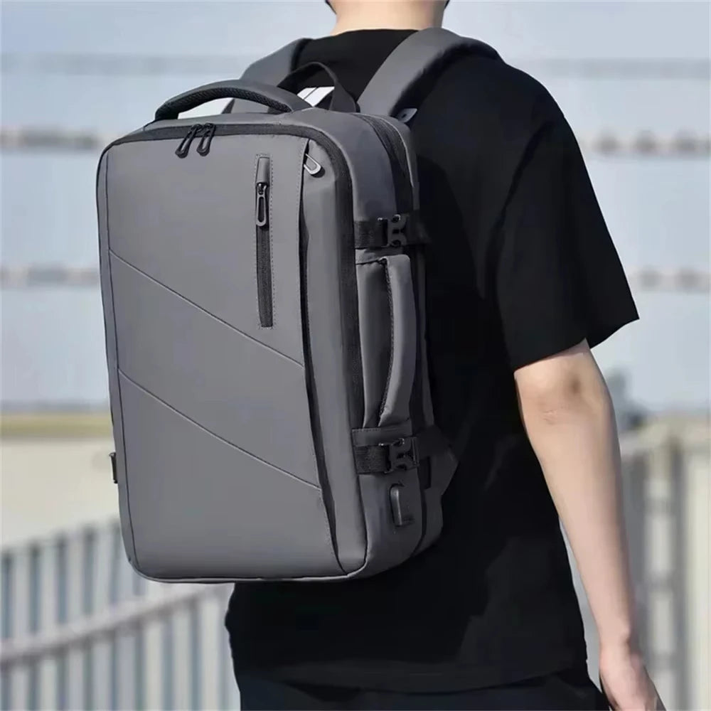 Large Capacity Men's Backpack Expandable Business Travel Bag 15.6 inch Laptop Waterproof Backpack USB Charging Camping Baggage