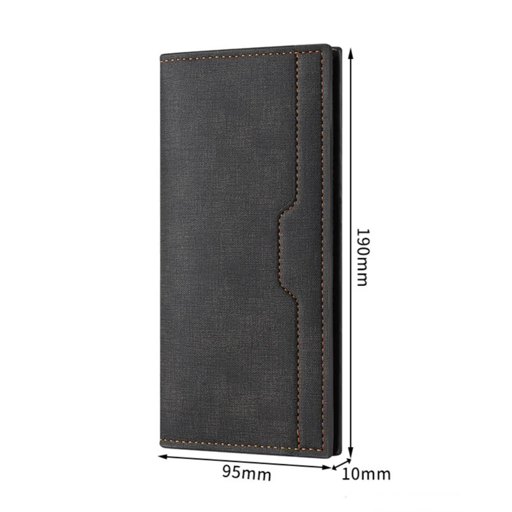 Men's Long Wallet Driver's Licence ID Wallet Card Case Leather Business Wallet Large Capacity Money Clip Simple Card Holder