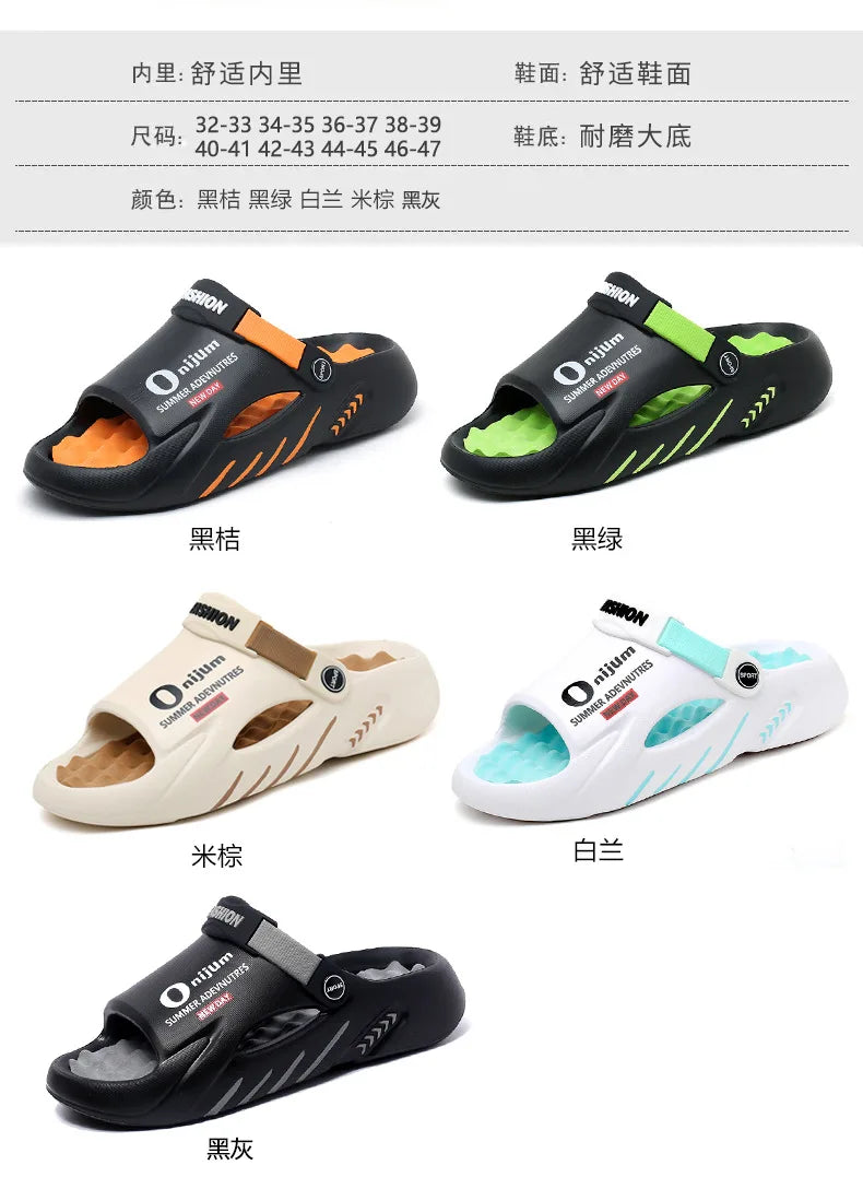 Pallene Summer Men's Slippers EVA Lightweight Slides Indoor Outdoor Sandals Leisure Beach Shoes Comfort Soft Sole Men's Slippers