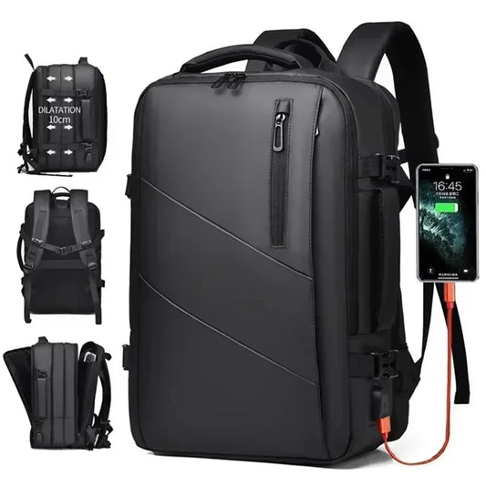 Large Capacity Men's Backpack Expandable Business Travel Bag 15.6 inch Laptop Waterproof Backpack USB Charging Camping Baggage