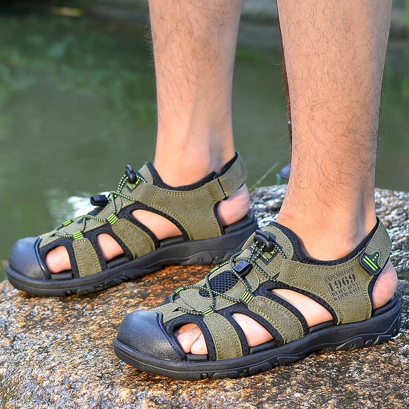 Men Sandals PU Leather Male Summer Shoes Outdoor Walking Beach Flat Sandals Shoes For Men Sneakers sandalias hombre