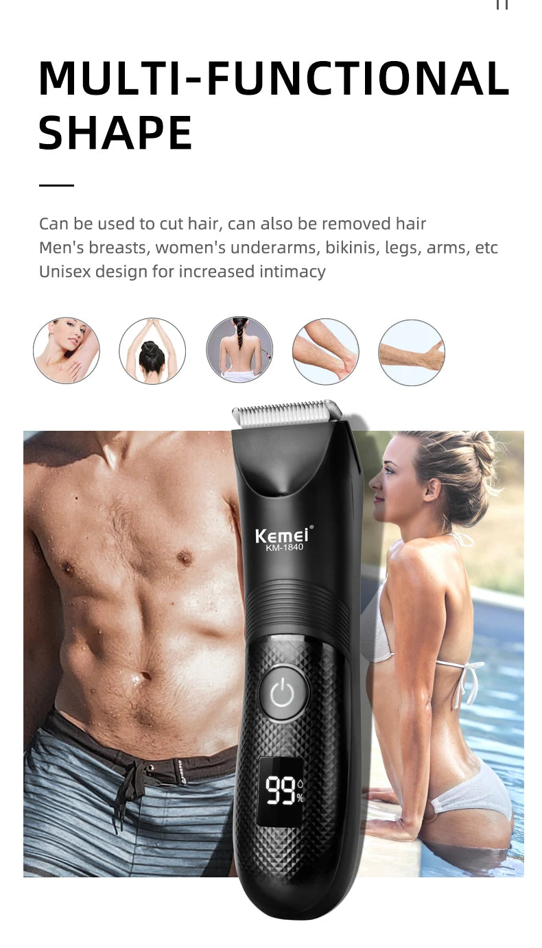 KEMEI Professional Hair Clippers for Men Waterproof Electric Hair Trimmer Set Rechargeable Barber Clippers with LCD Display