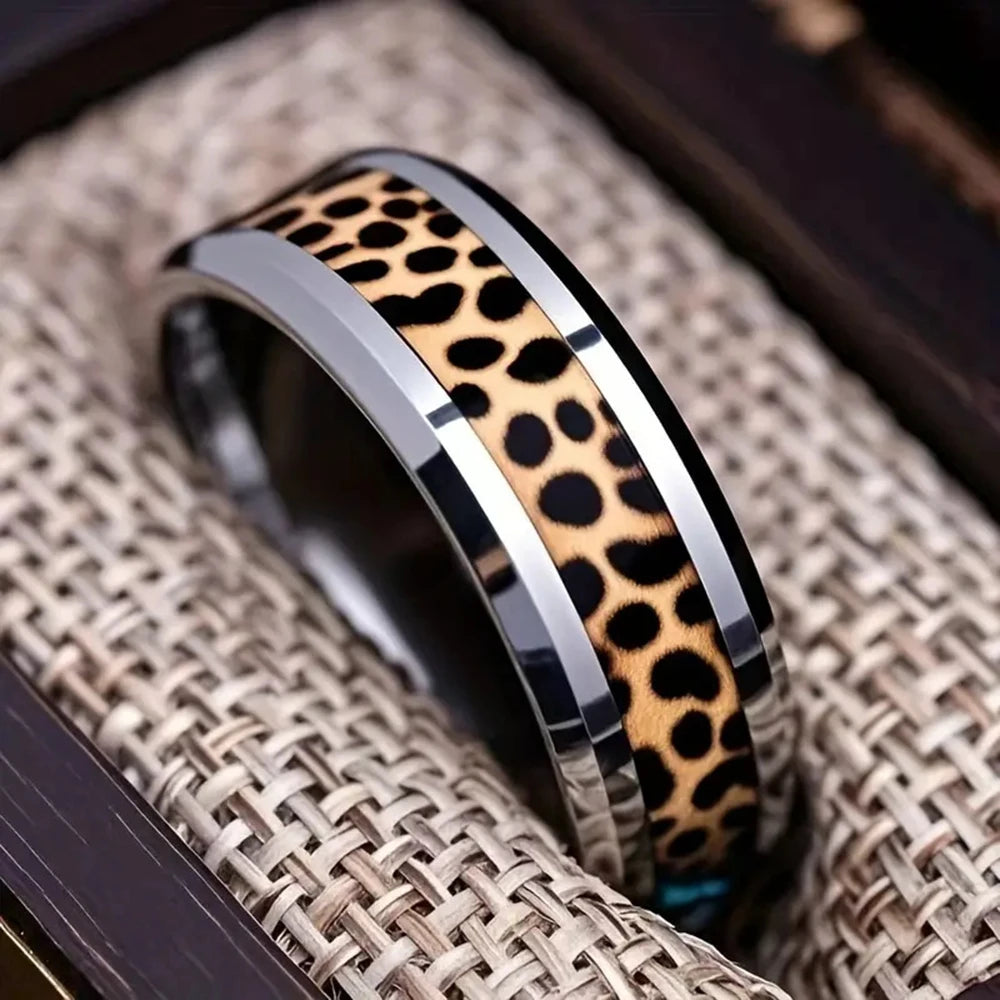 8mm Blue Turquoise Inlay Stainless Steel Ring for Men Vintage Wedding Band Engagement Jewelry Wedding Jewelry Drop Shipping