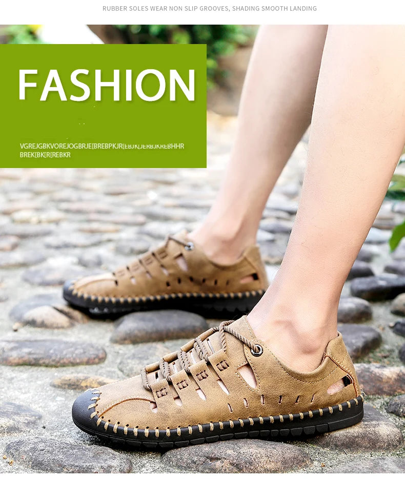 Men Leather Sandals Comfortable Outdoor Casual Shoes 2022 Summer Beach Casual Walking Male Sneakers Men Beach Casual Sandals