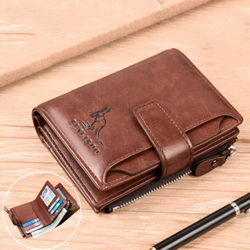 Leather Men’s Wallet Luxury Mens Purse Male Zipper Card Holders with Coin Pocket Rfid Wallets Gifts for Men Money Bag