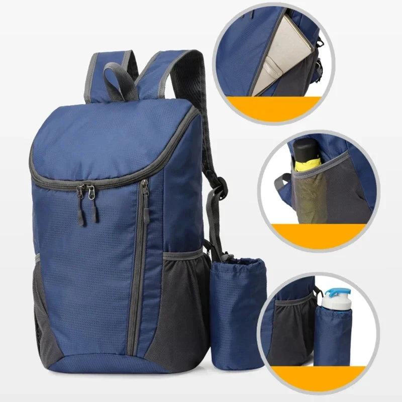 Latest Outdoor Sports Portable Backpack with Bottle Holder Large Capacity Fitness Travel Hiking Day Bag Suitable for Both Men