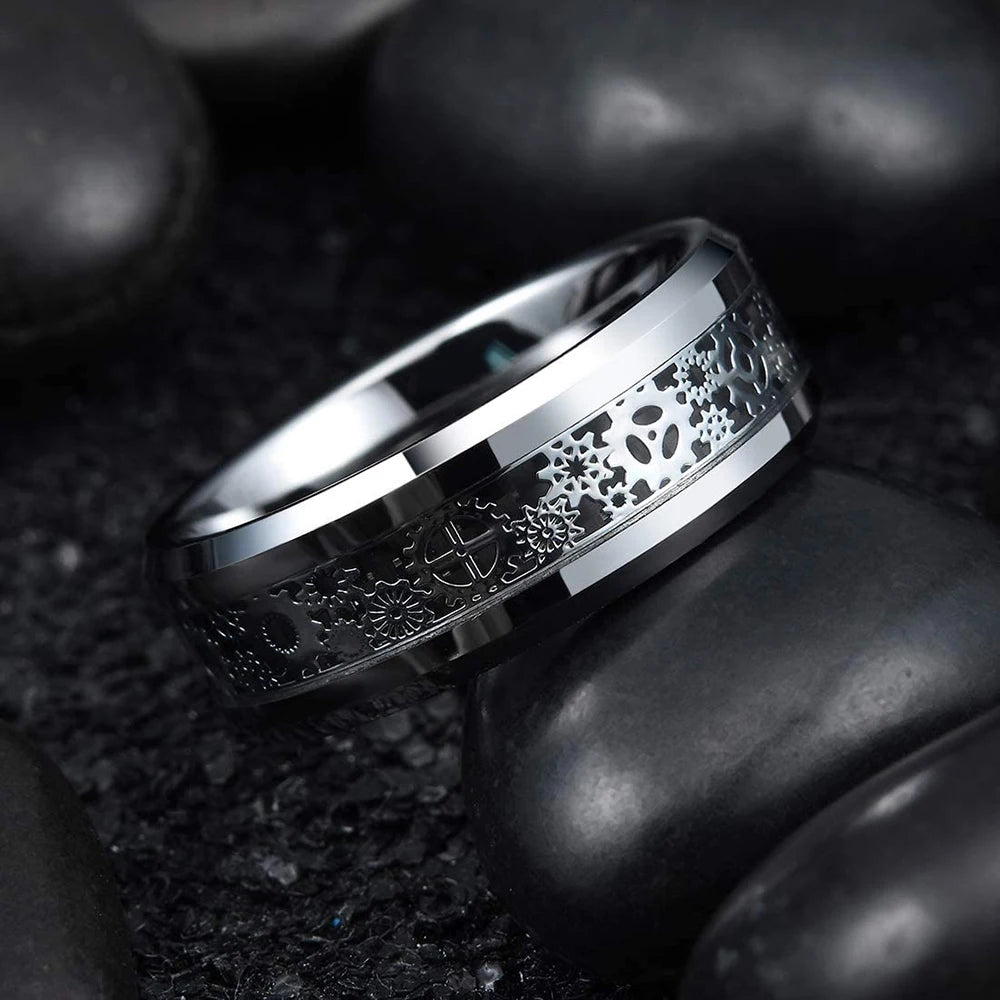 Fashion 8mm Green Color Titanium Stainless Steel Rings for Men Women Black Brushed Men Promise Rings Wedding Party Jewelry Gifts