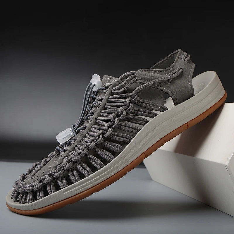 Men's braided casual outdoor sandals oversized sandals summer breathable oversized traceable shoes Roman sandals design Logo