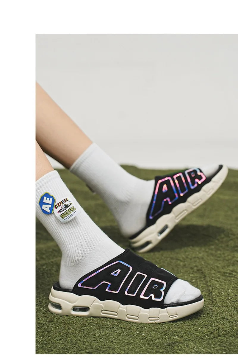 Men's Slippers 2025 Summer New Casual Slippers Fashion Air Cushion Sports Slippers for Men Non Slip Beach Shoes Designer Slides