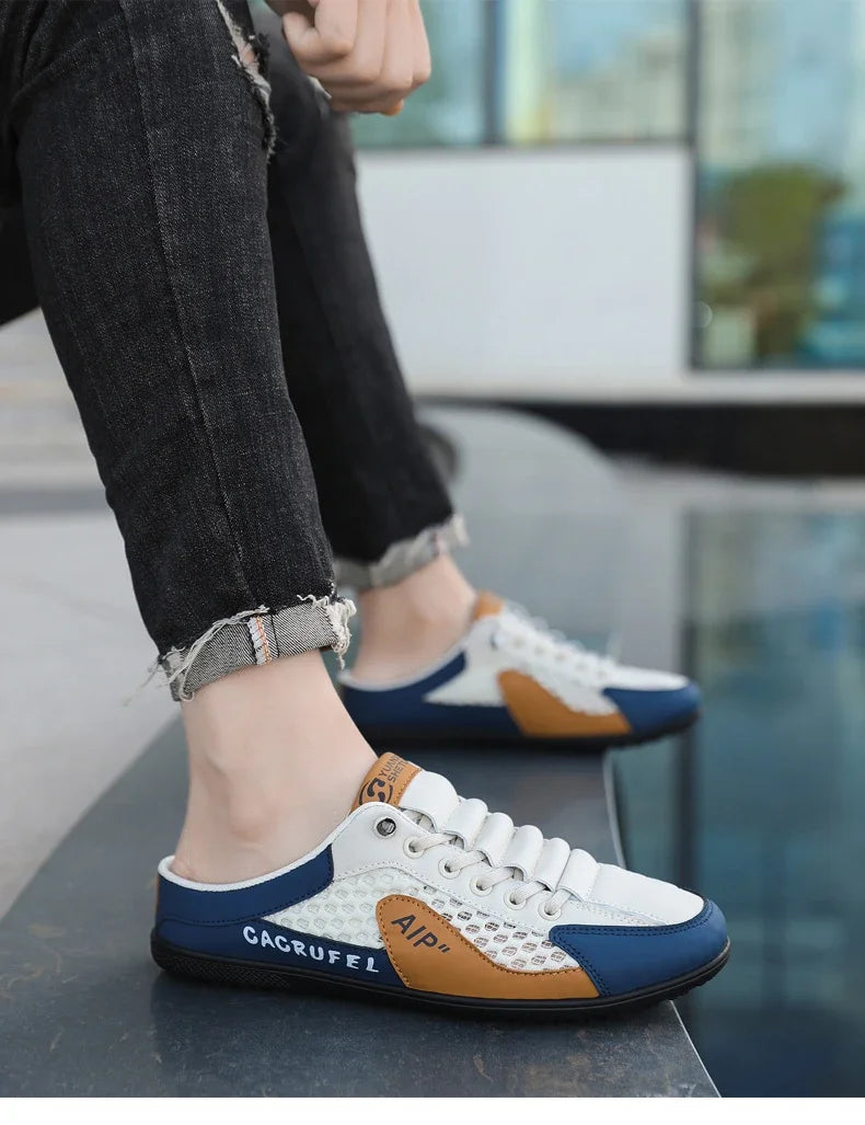 Men's Fashion Soft-soled Half Slippers Summer Trendy Bottom Casual Shoes Soft Sole Support Shoes Sneakers Half Drag Sandals