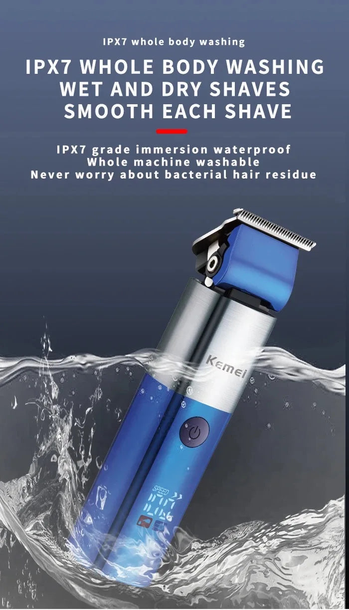 Kemei Waterproof Hair Clippers for Men Professional Washable Hair Trimmer Barber Cordless Men Beard Trimmer Hair Cutting Machine