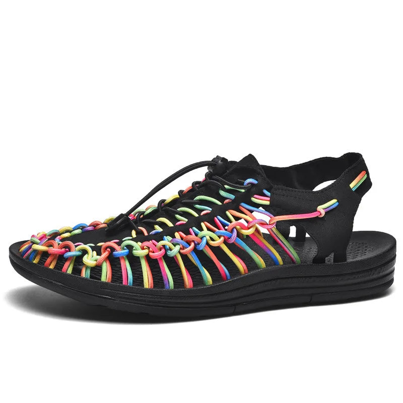 Men's Sandals Woven Casual Mens Beach Shoes 2025 New Comfortable Soft Men's Sandals Summer Casual Shoes for Men Sandalias Hombre