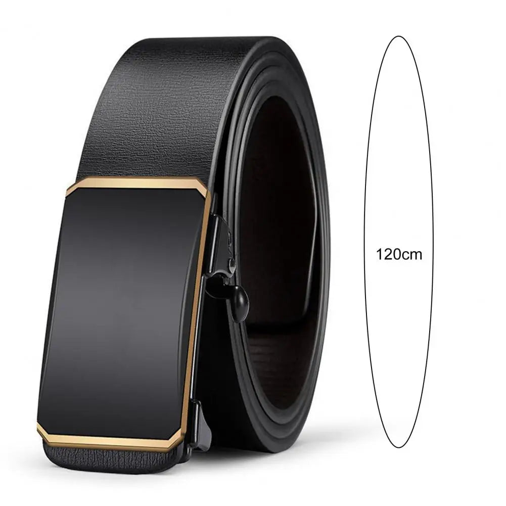 120cm Men Belts Automatic Buckle Belt Formal Faux Leather Adjustable Long-lasting Men Business Belt Casual Buises for Jeans