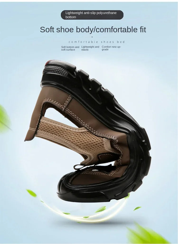 2025 Summer Beach Sandals for Men New Hollow Men's Sandals Outdoor Breathable Mens Bag Head Mesh Casual Shoes Zapatillas Hombre