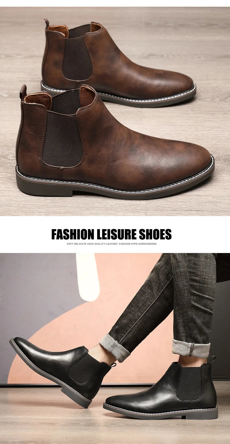 40~46 Men Chelsea Boots Brand Retro Comfortable 2024 Fashion Men Boots