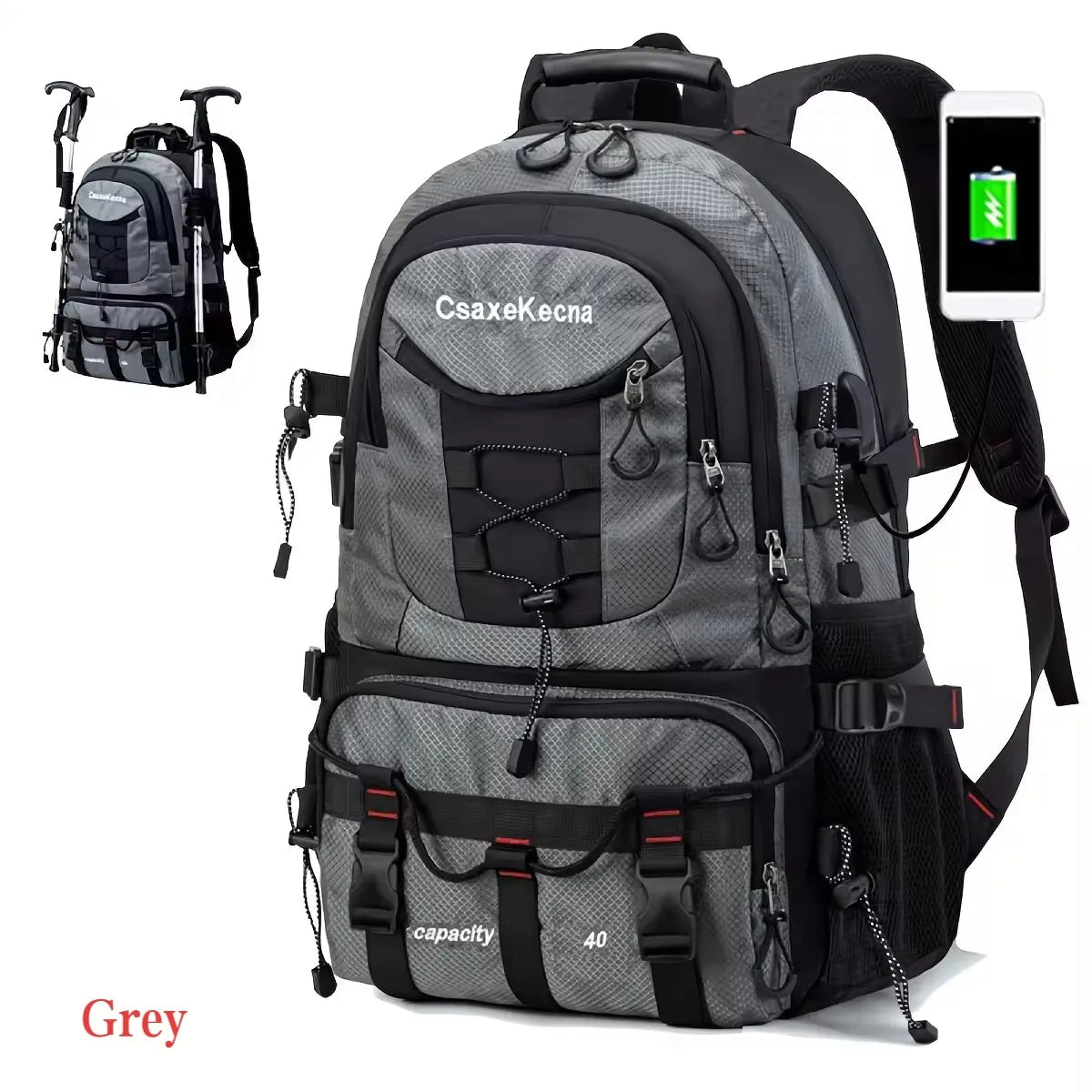 Large capacity backpack professional outdoor hiking and mountaineering bag lightweight and waterproof travel bag, usb interface