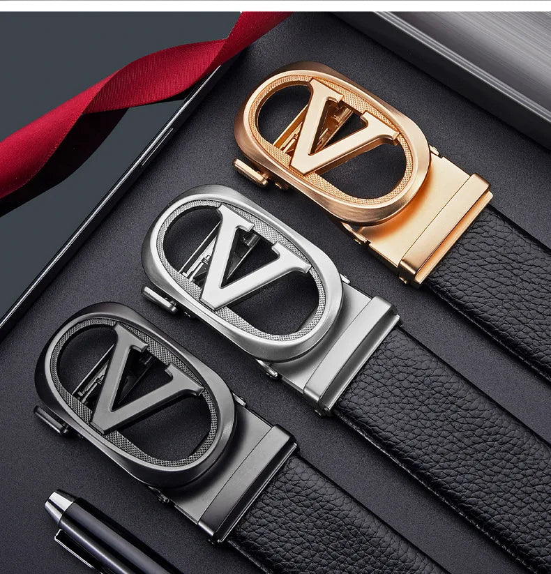 Belt, Men's Fashion, Student Automatic Buckle Leather Belt, Men's Business Casual Versatile Men's Pants Belt
