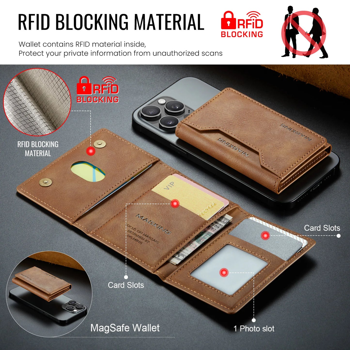 Luxury Fashion Short Strong Magnetic Premium Leather Wallet Men's Coin Cash Cards Holder Women's Foldable Mini Wallet Purse
