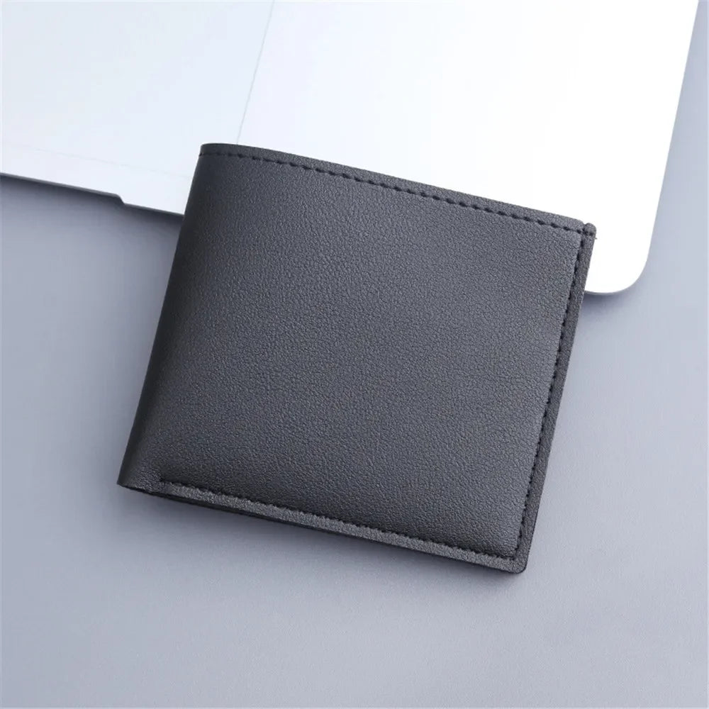 New Men Short PU Leather Wallet Simple Solid Color Thin Male Credit Card Holder Small Money Purses Business Foldable Wallet