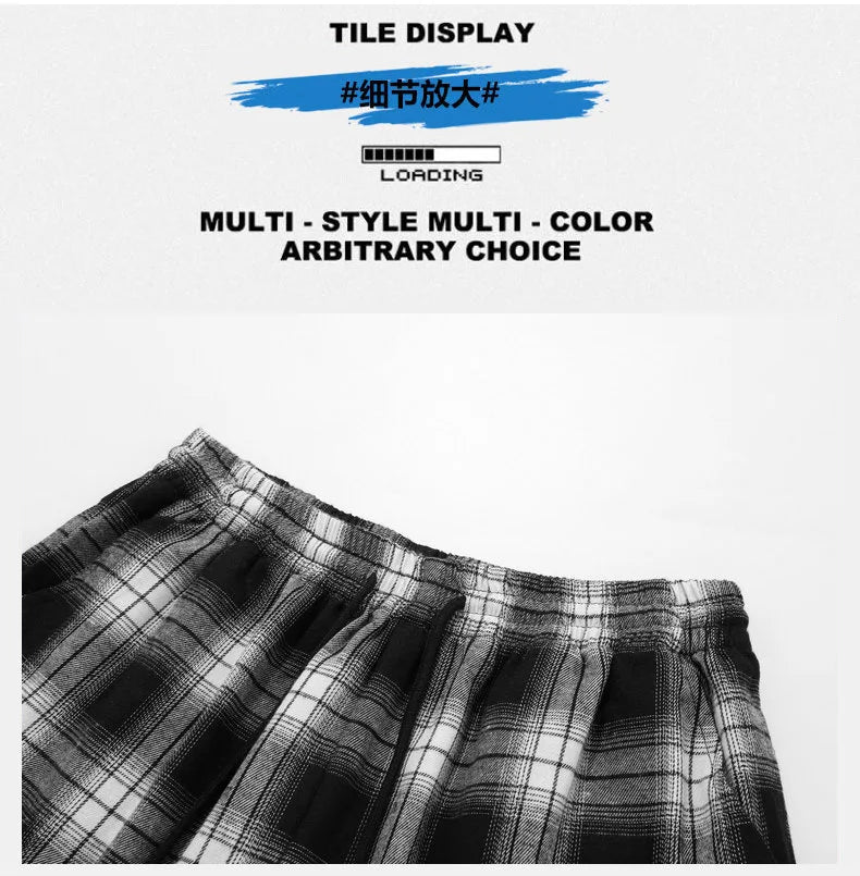 2025 Men's Shorts Checkered Printed Home Casual Pants Breathable Summer Street Wear Combination with Flat Corner Design