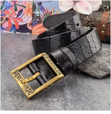 Brass Cowboy Belt Buckle Luxury Men Leather Belt Ceinture Homme Yellow Belts For Men Wide Male Strap Jeans Waist MBT0537