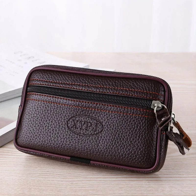 PU Leather Hand Bags For Men Large Capacity Money Purse Cell Mobile Phone Pocket Women Soft Double Zipper Male Clutch Bags