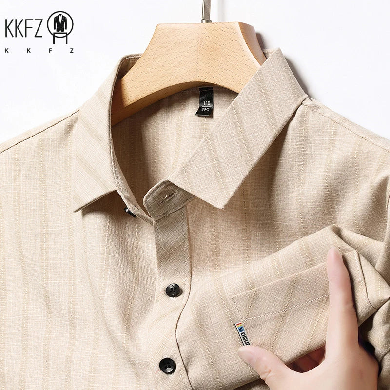 New Men's Business Casual Short Sleeved Printed Shirt with Wrinkle Resistance No Ironing Comfortable All Season Versatile Top